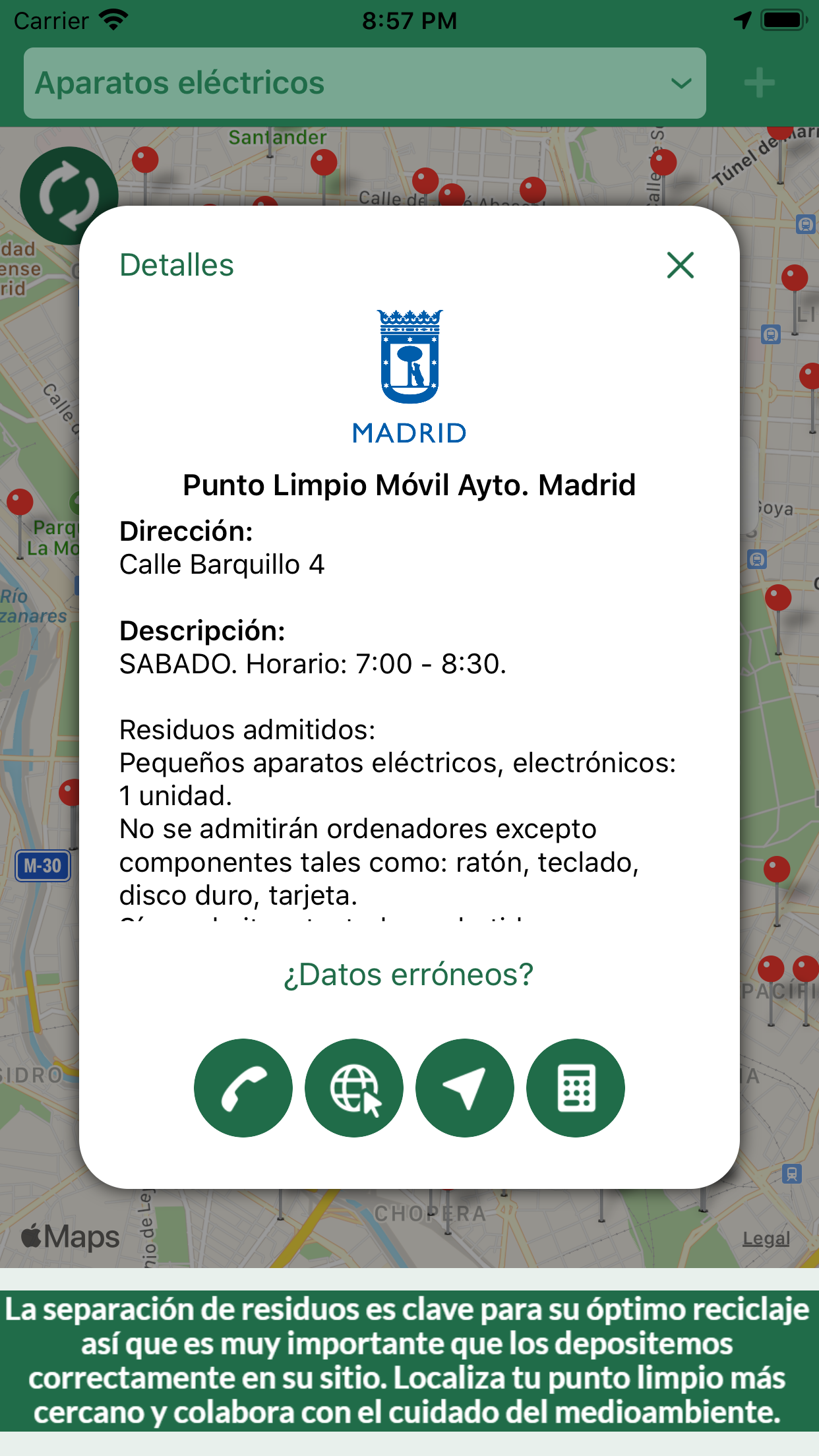 Mapa con puntos Madrid - Bombillas